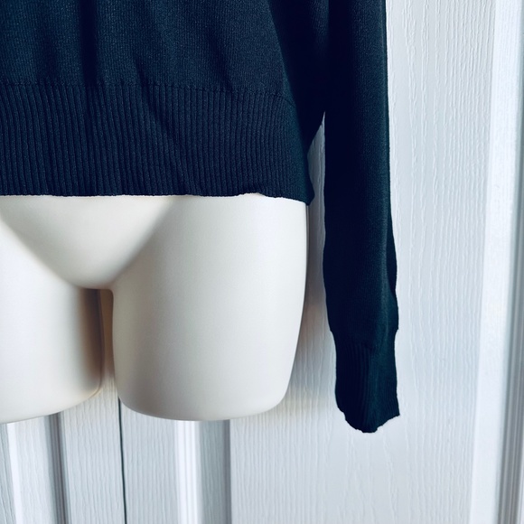 Nordstrom 360 Sweater Mock Neck Cold Shoulder Sleeve Rib Knit Italian Yarn - Picture 4 of 8